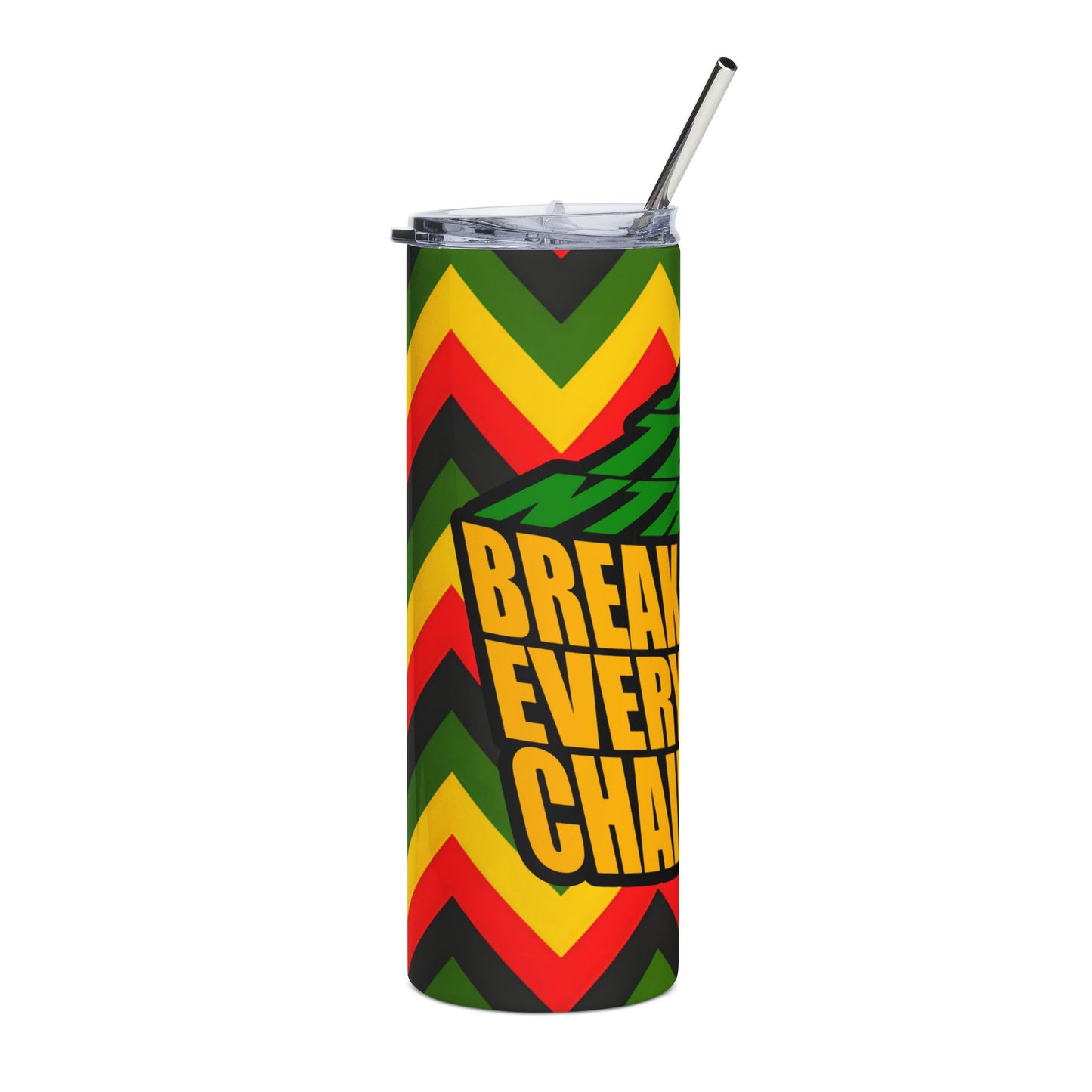 20oz Stainless Tumbler — Reggae Rasta 'Break Every Chain' Insulated Travel Cup