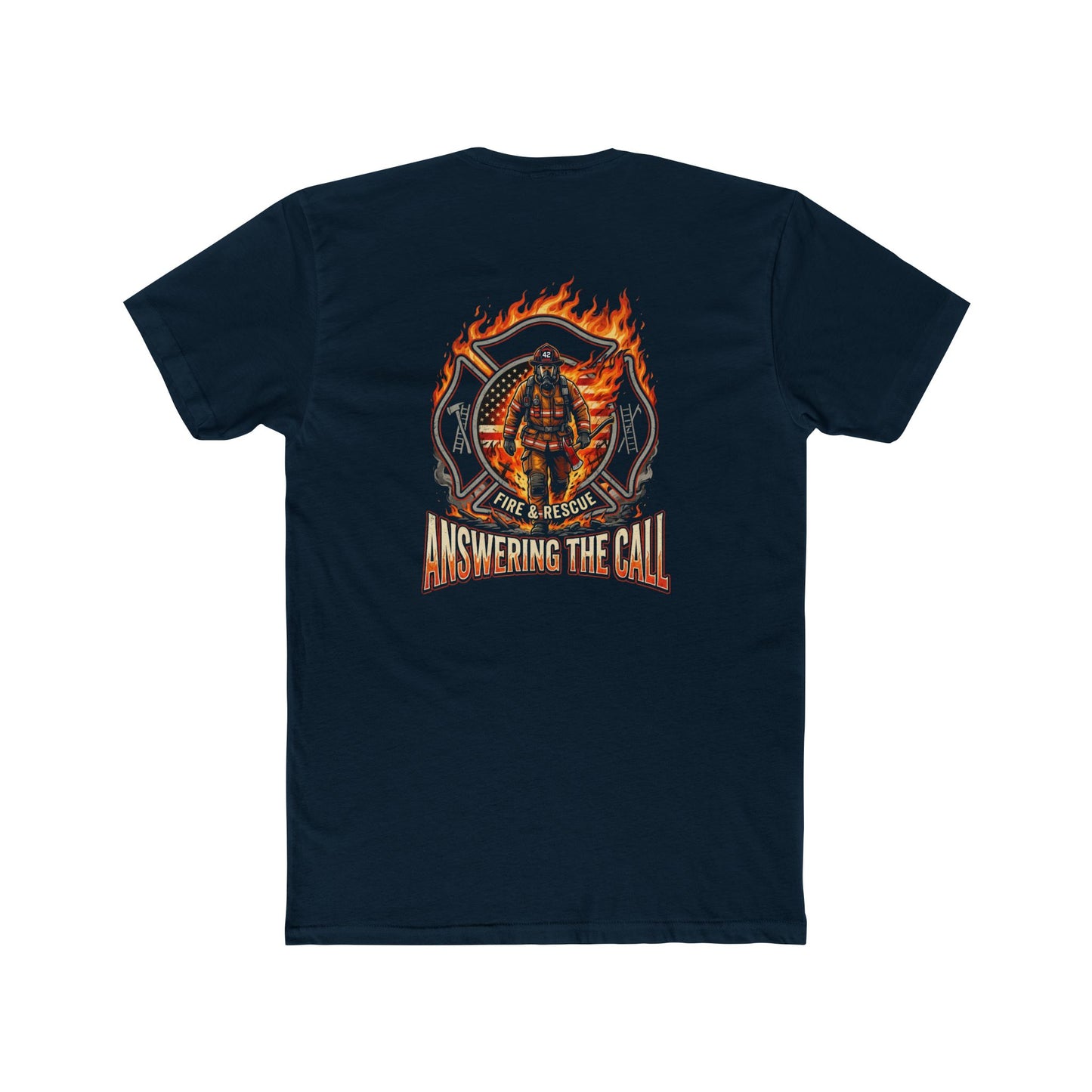 Firefighter T-Shirt - 'Answering the Call' Flame Rescue Crew Tee