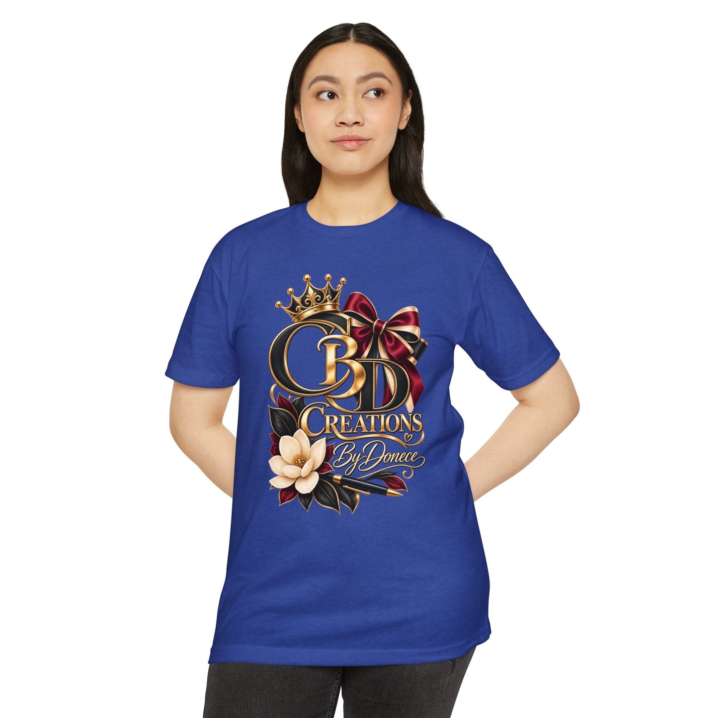 Graphic T-Shirt — "CBD Creations By Dawna" Gold Crown Floral Design