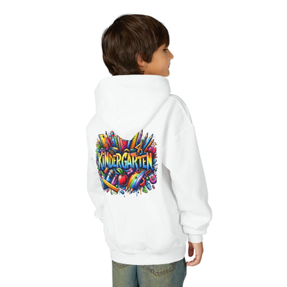 Kindergarten Kids Hoodie — Colorful School Supplies Back-to-School Sweatshirt