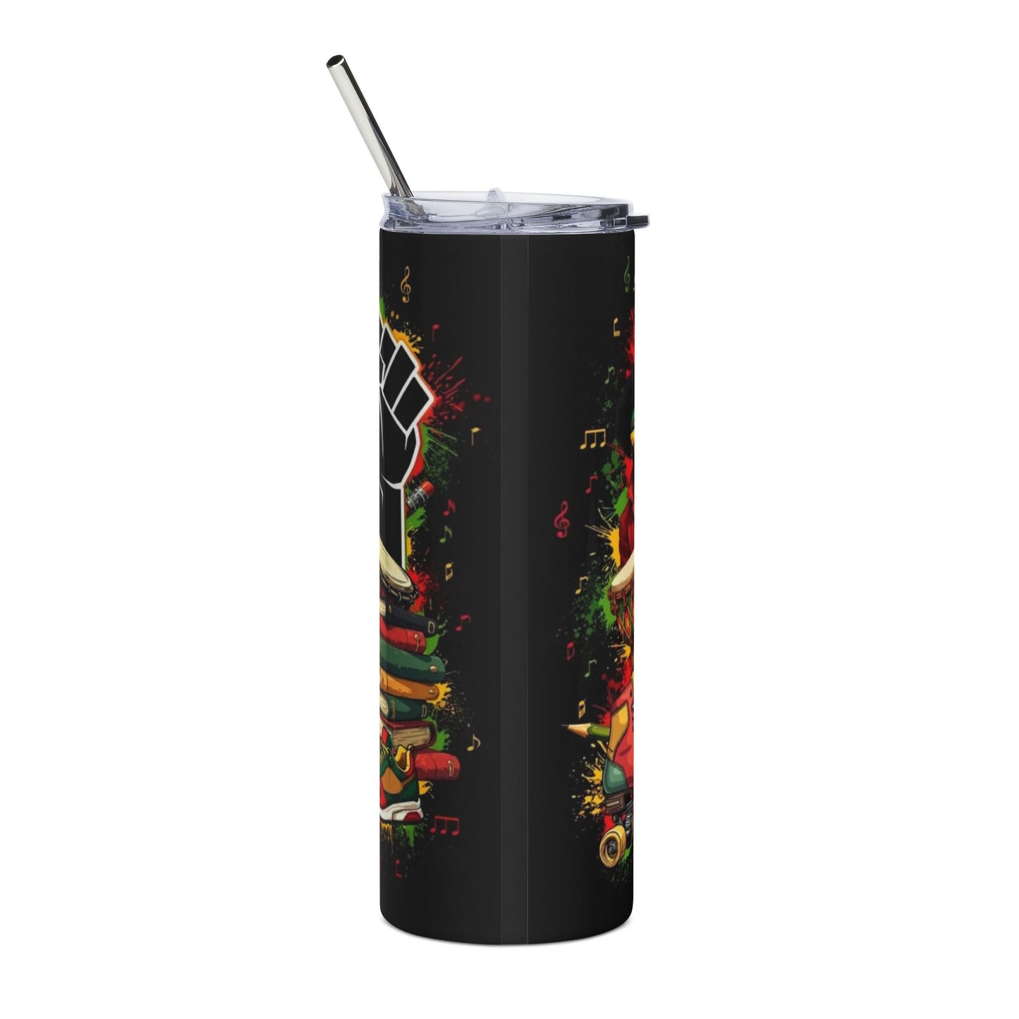 20oz Stainless Tumbler — "I Am Black History" Retro Afrobeat Design