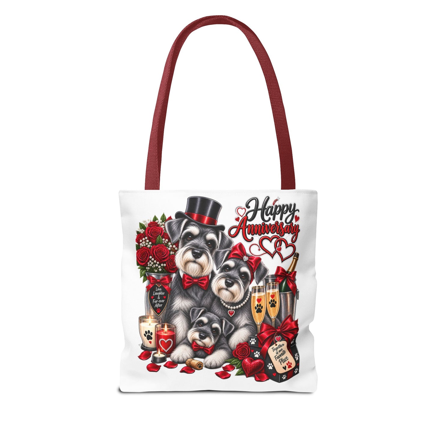 Anniversary Schnauzer Tote Bag — "Happy Anniversary" Romantic Floral Gift