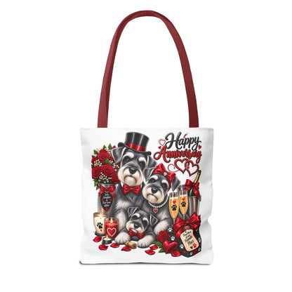 Anniversary Schnauzer Tote Bag — "Happy Anniversary" Romantic Floral Gift