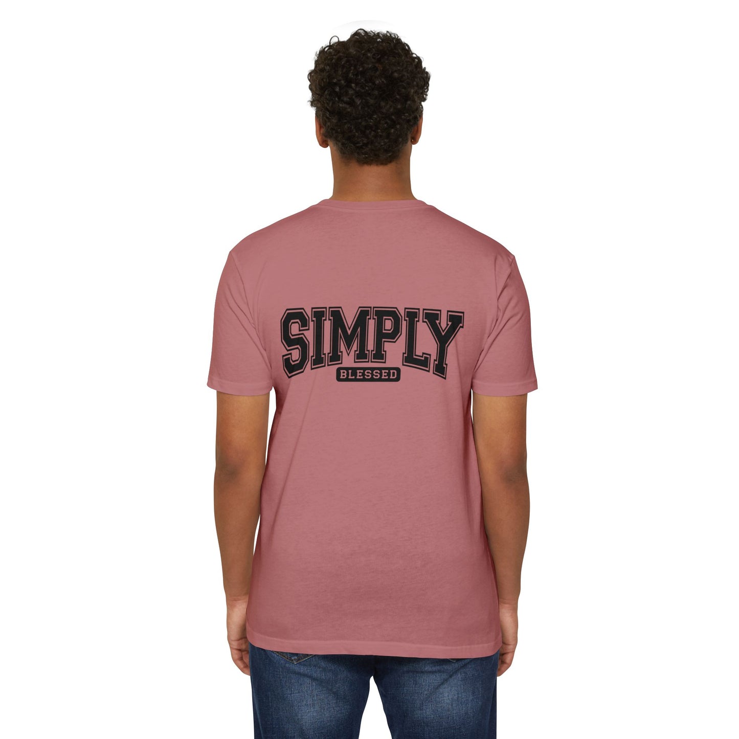 Simply Blessed T-Shirt — Vintage Collegiate Script Faith Tee