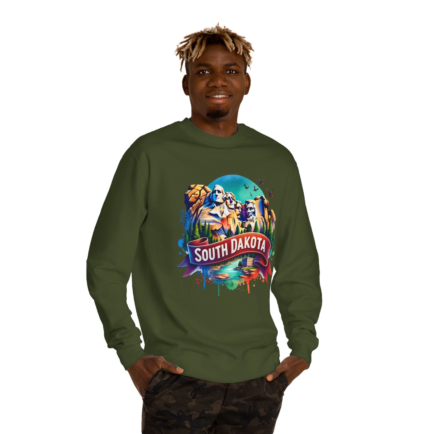 South Dakota Mount Rushmore Sweatshirt - Colorful State Pride Crewneck