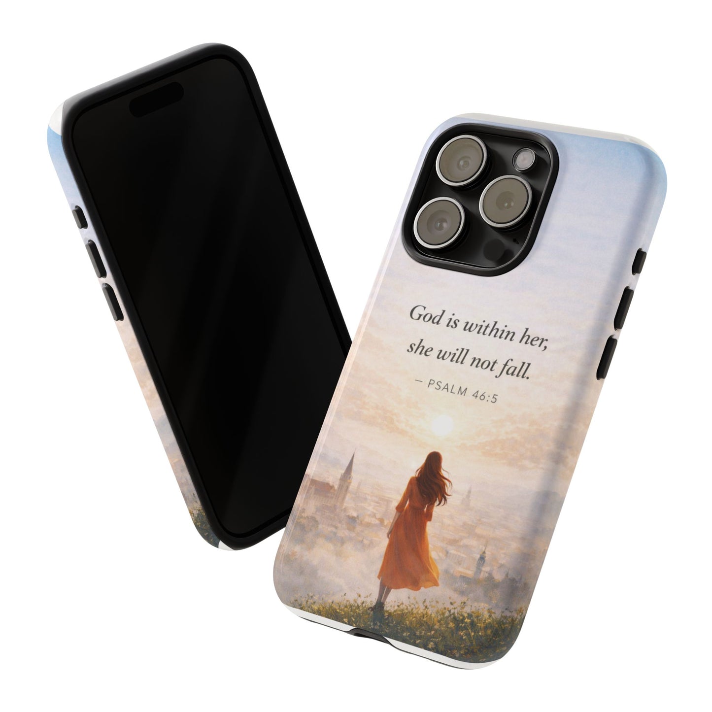 Inspirational Psalm 46:5 Phone Case — 'God is within her, she will not fall' Christian Phone Cover