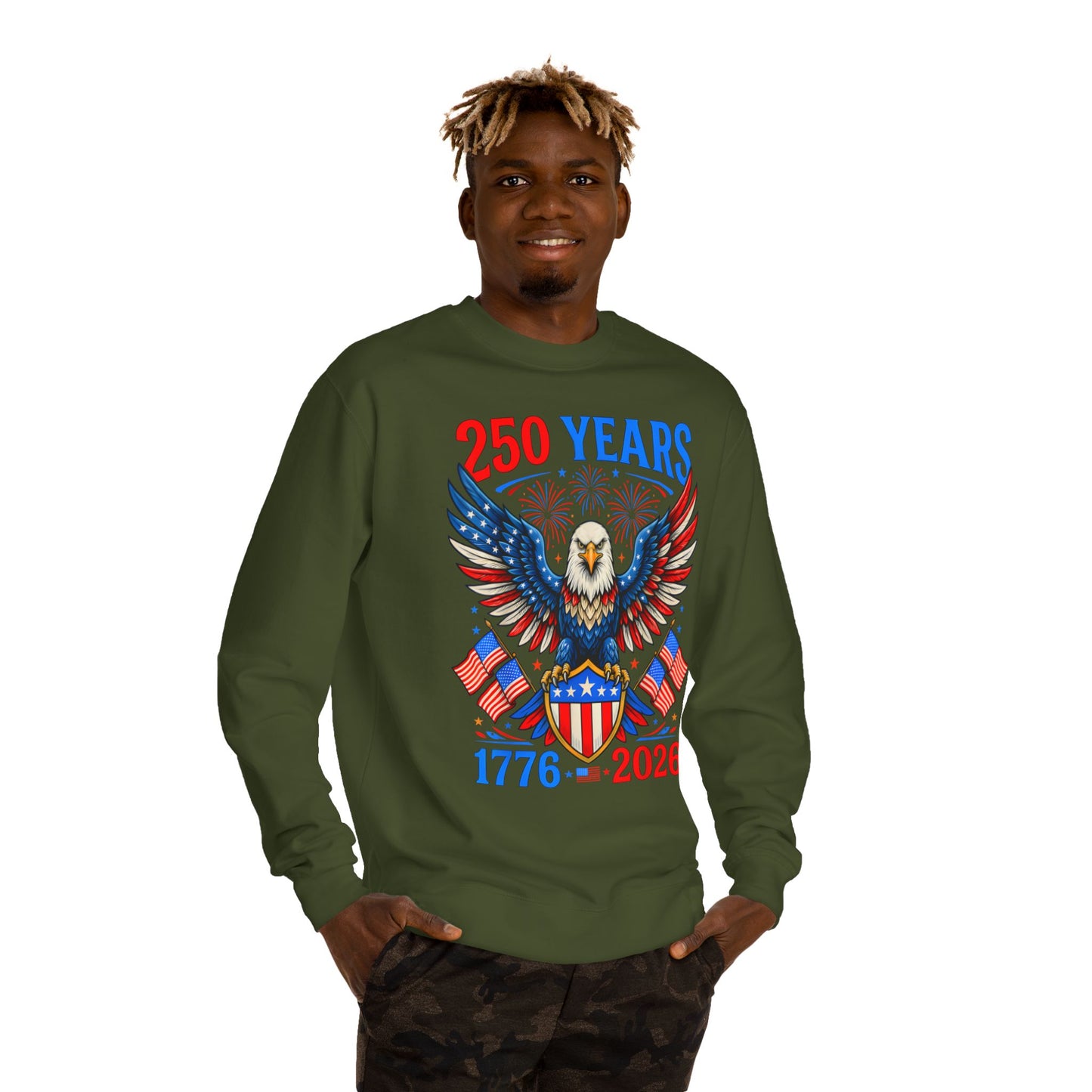 250 Years 1776–2026 Eagle Crewneck Sweatshirt — Patriotic 250th Anniversary