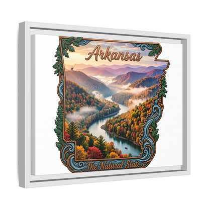 Arkansas Scenic State Map Canvas — "The Natural State" Framed Wall Art