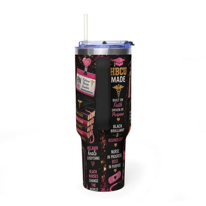 40oz Vacuum Tumbler - Black Nurse Graduate Here (HBCU Grad)