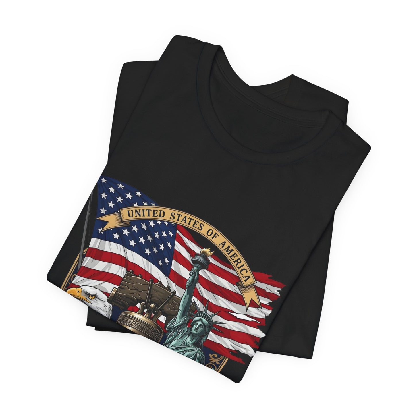 Liberty 250th Anniversary T-Shirt — American Flag, Liberty Bell & Statue of Liberty Tee