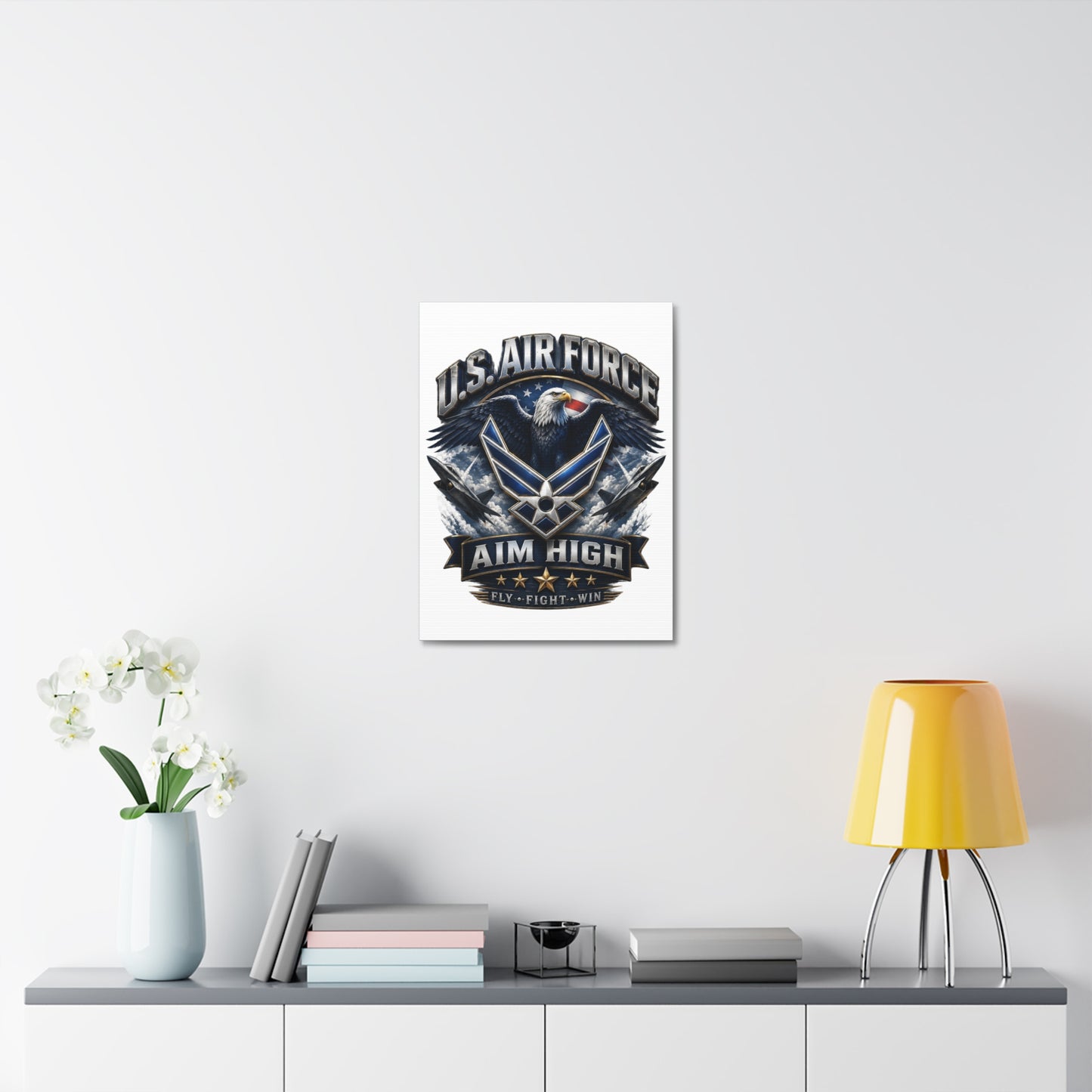 U.S. Air Force Aim High Stretched Canvas – Patriotic Eagle Military Wall Art