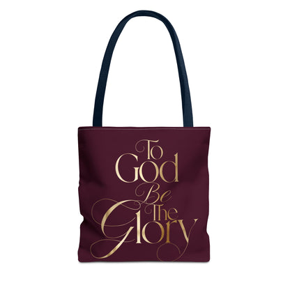 To God Be The Glory Burgundy Tote Bag — Inspirational Christian Scripture Tote
