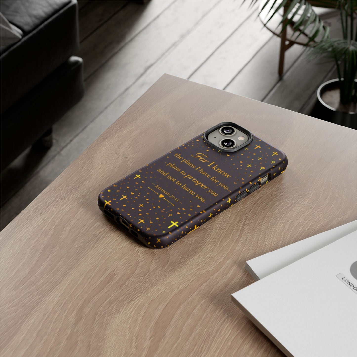 Phone Case — "For I Know" Jeremiah 29:11 Gold Cross Christian Tough Case