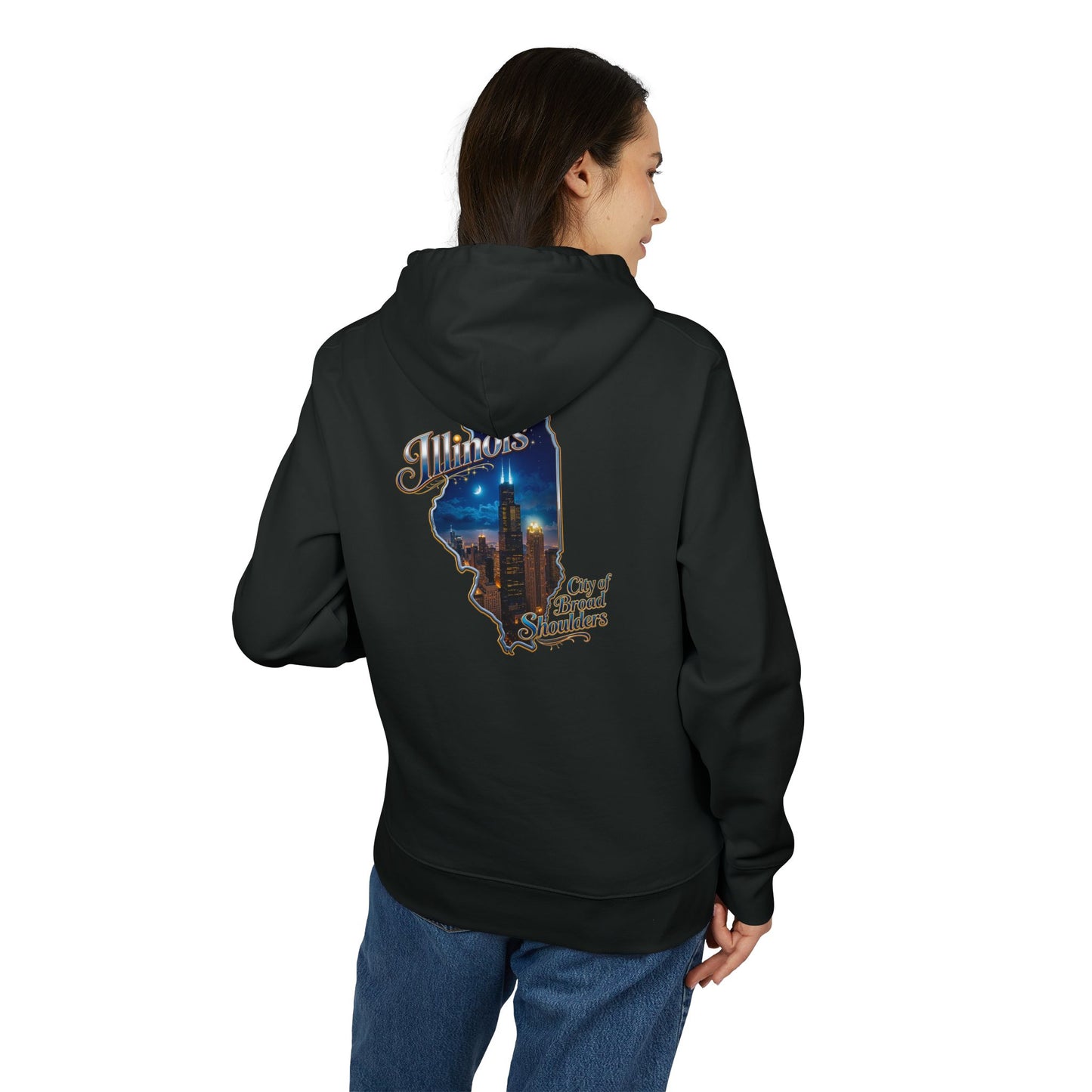 Illinois Skyline Hoodie — "City of Broad Shoulders" Retro State Map
