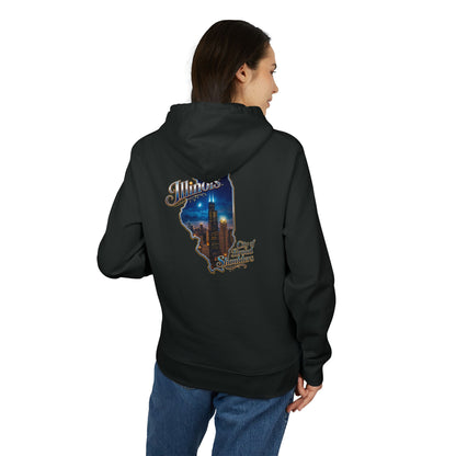 Illinois Skyline Hoodie — "City of Broad Shoulders" Retro State Map