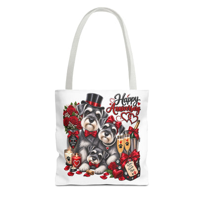 Anniversary Schnauzer Tote Bag — "Happy Anniversary" Romantic Floral Gift