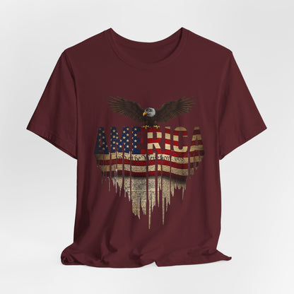 America Eagle Flag Graphic T‑Shirt — Patriotic USA Tee for 4th of July
