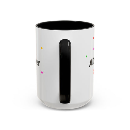 Accent Coffee Mug - "Coffee Is My Superpower" Funny Colorful Polka Dot Ceramic Mug (11/15oz)