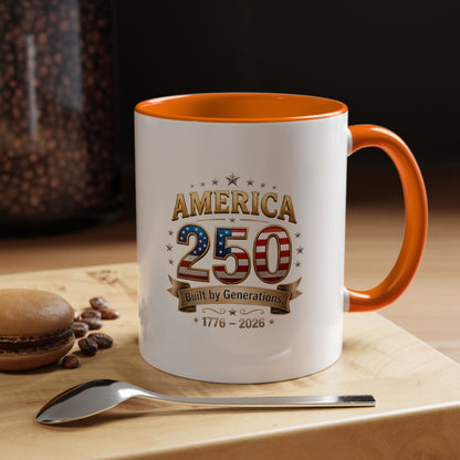 America 250 Coffee Mug — Patriotic 1776–2026 Anniversary Accent Mug