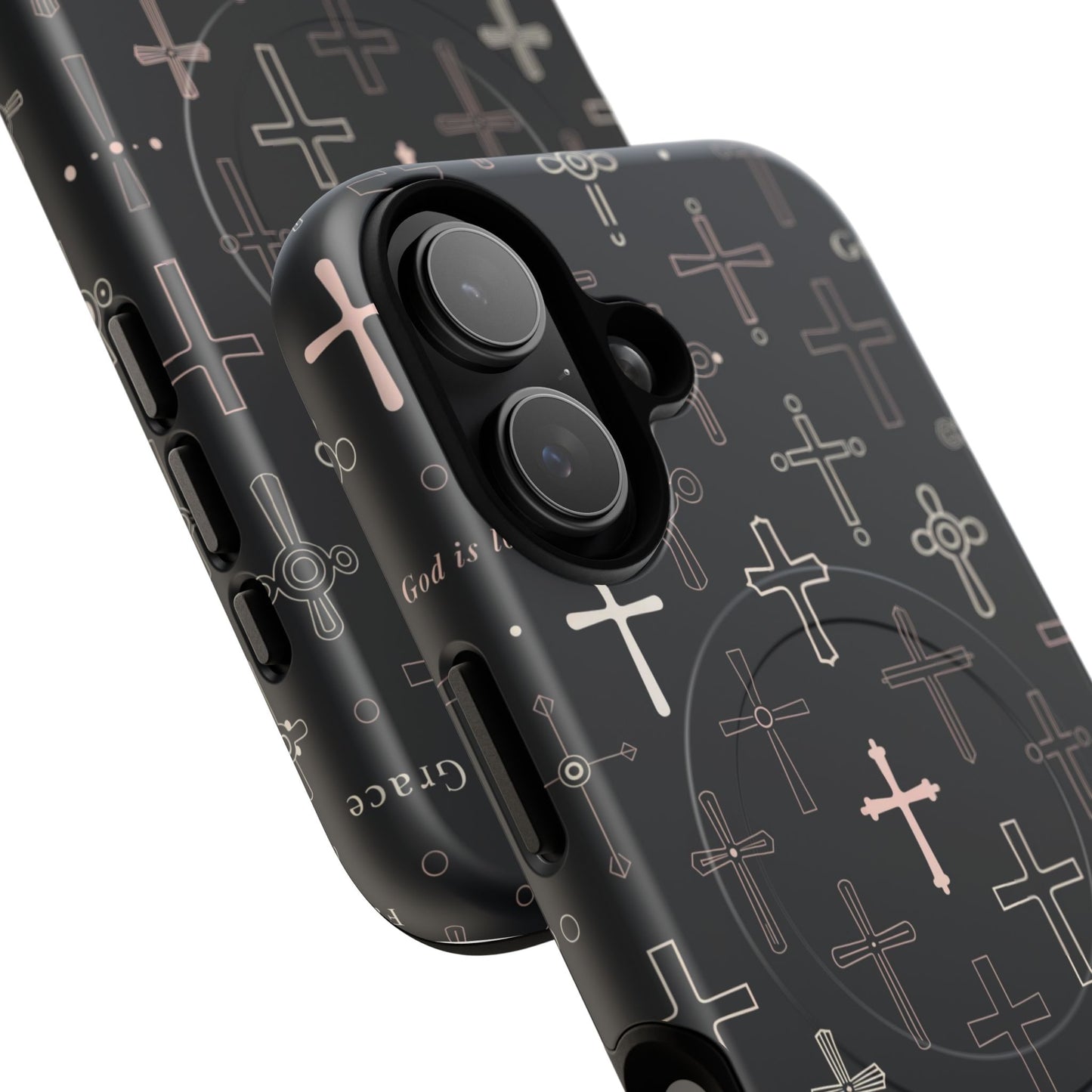 Magnetic Phone Case — Black Crosses "Grace" Protective Cover