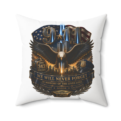 9/11 Memorial Eagle Pillow — "We Will Never Forget" Tribute Accent Pillow