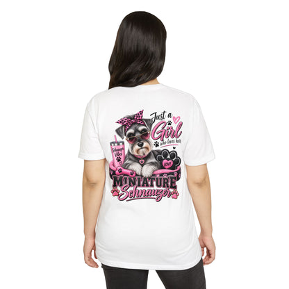 Miniature Schnauzer T-Shirt — "Just a Girl Who Loves Her Miniature Schnauzer" Cute Dog Tee
