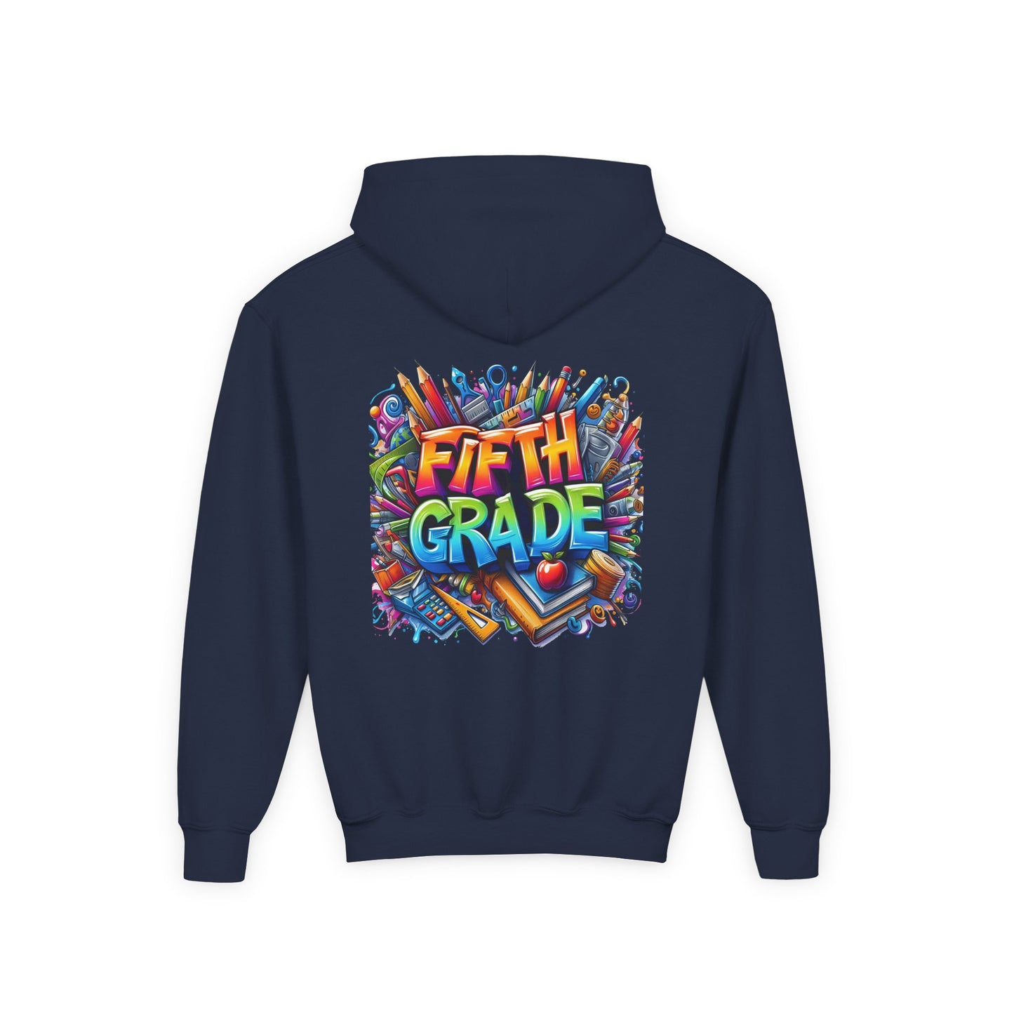 Fifth Grade Kids Hoodie - Colorful School Supplies Back-to-School Sweatshirt
