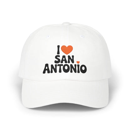 I  San Antonio Embroidered Dad Cap — White Classic Baseball Hat