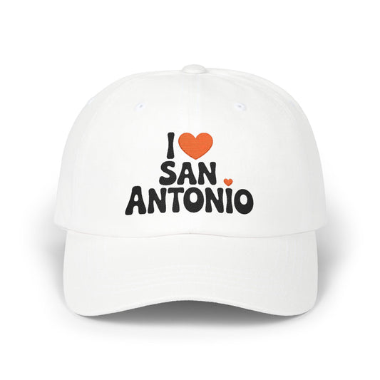 I  San Antonio Embroidered Dad Cap — White Classic Baseball Hat