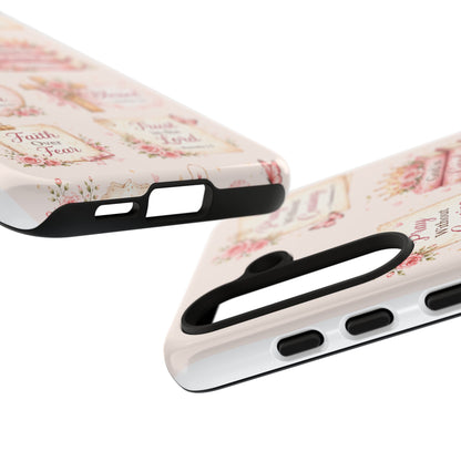 Christian Floral Phone Case — "Pray Without Ceasing" Faith Cross Design