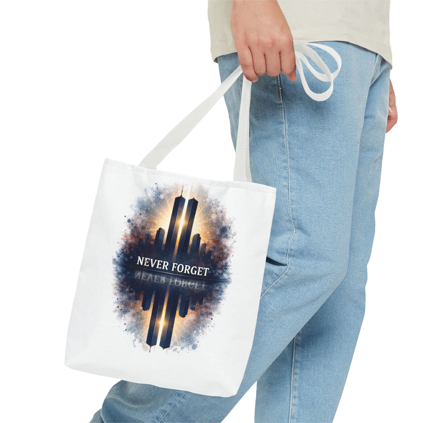 Never Forget Memorial Tote Bag — 9/11 Tribute Skyline All-Over Print