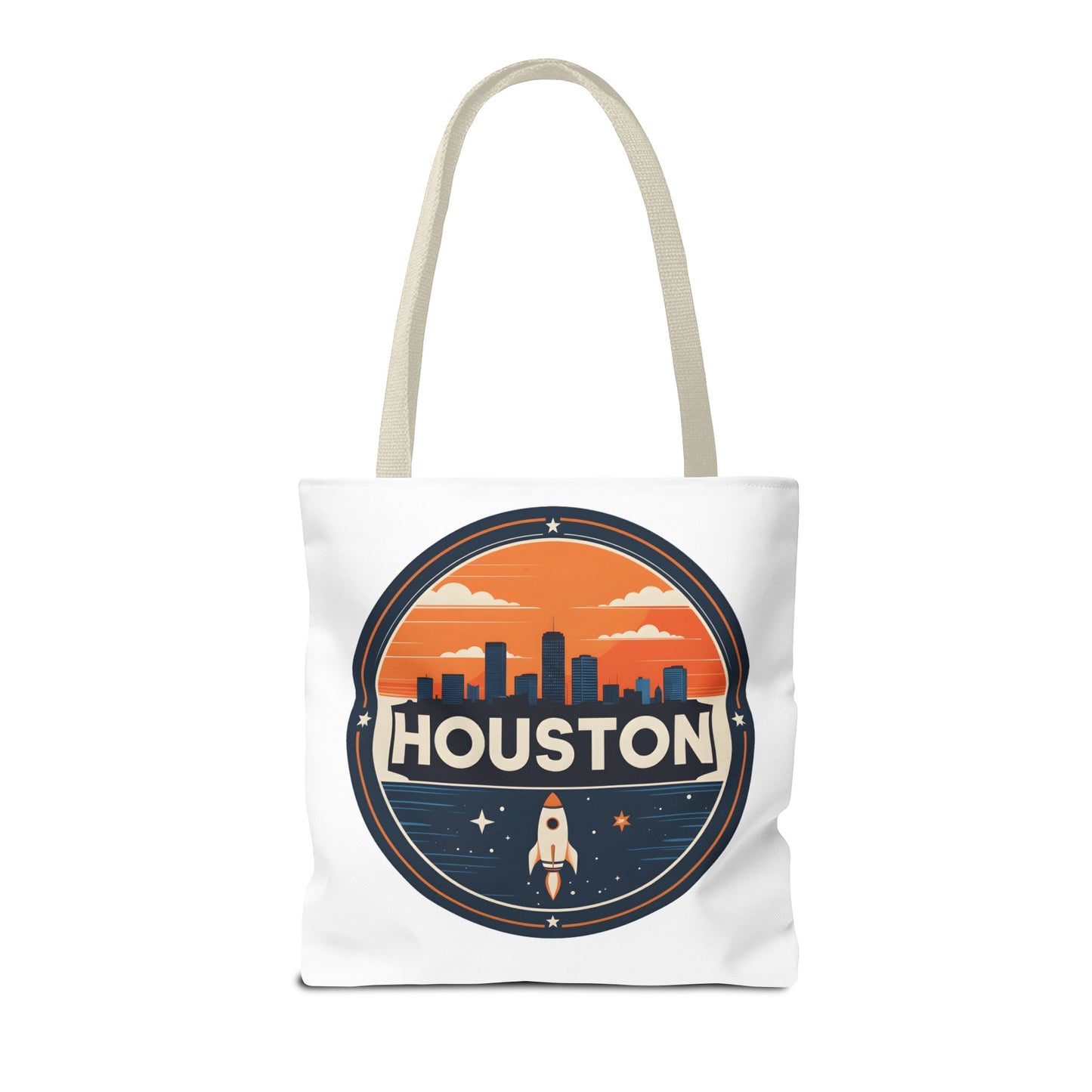 Houston Skyline Rocket Tote Bag – Retro Space City Canvas Tote