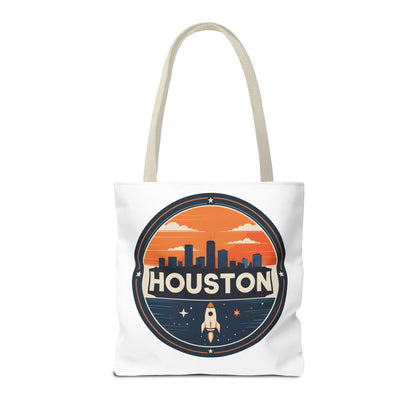 Houston Skyline Rocket Tote Bag – Retro Space City Canvas Tote