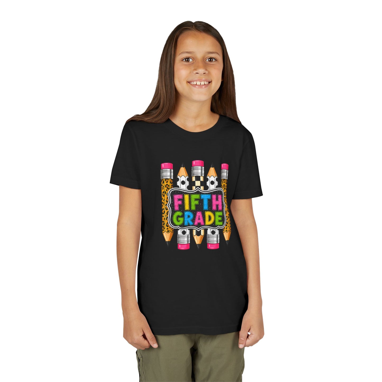 Fifth Grade Pencil Kids Tee — Back to School Youth Short Sleeve Shirt