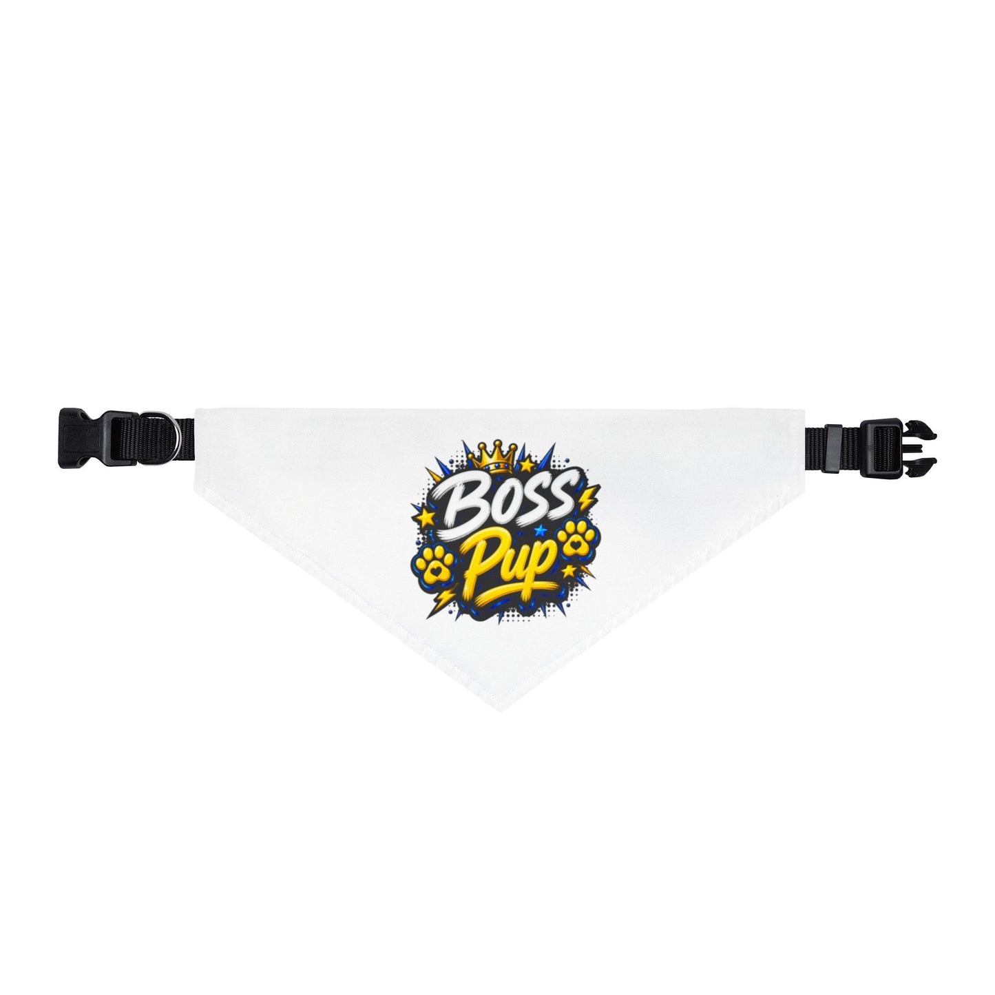 Clip-On Pet Bandana — "Boss Pup" Graphic Collar Accessory for Dogs