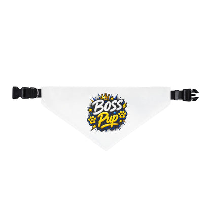 Clip-On Pet Bandana — "Boss Pup" Graphic Collar Accessory for Dogs