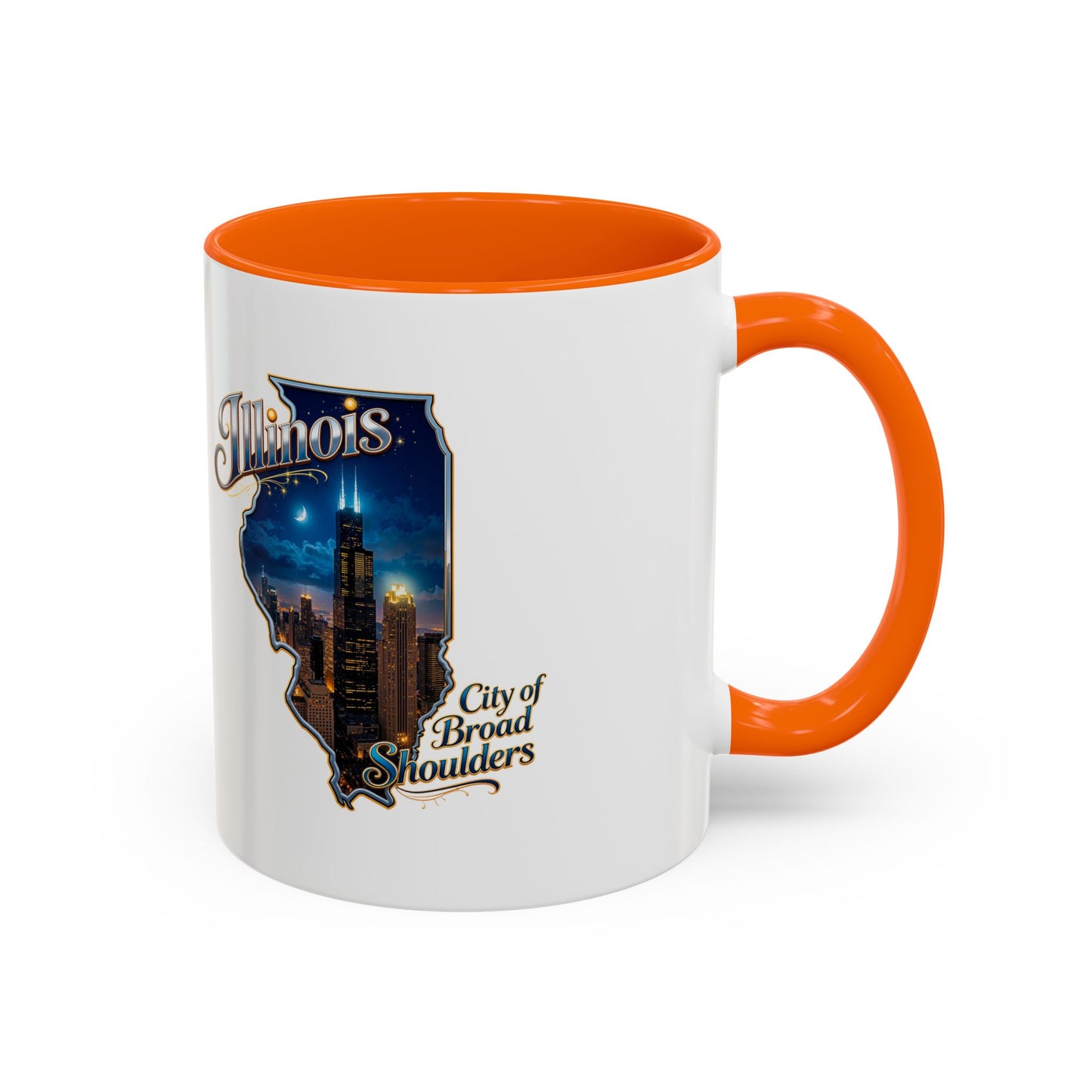 Illinois Skyline Accent Coffee Mug – City of Broad Shoulders Chicago Design (11/15oz)