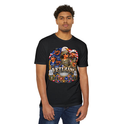 Veterans Tribute T-Shirt – Patriotic Military Emblems & Eagle Design