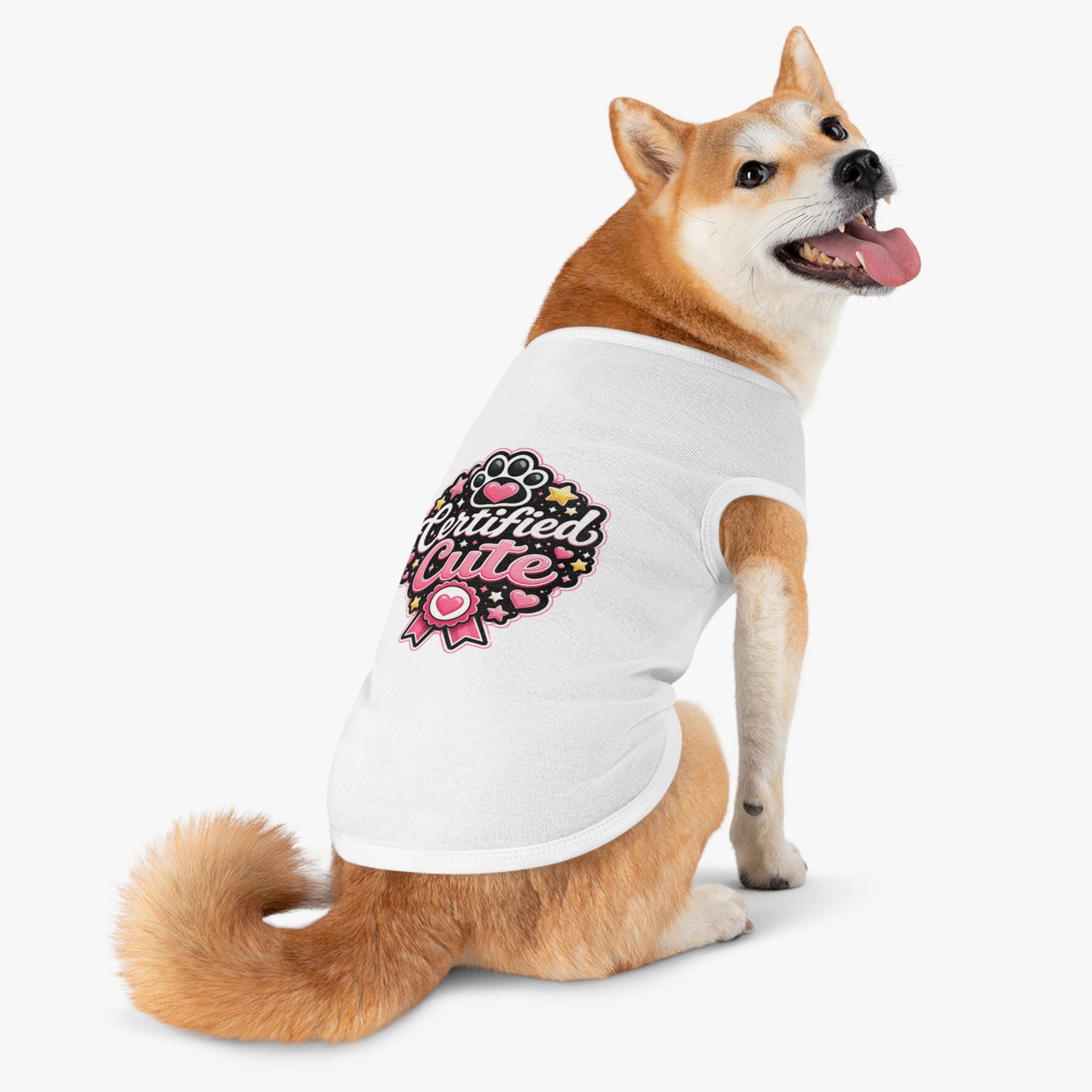 Certified Cute Pet Tank Top — Pink Paw Ribbon Dog Shirt