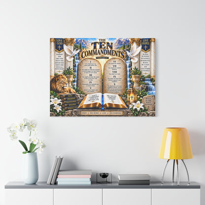 Ten Commandments Scripture Canvas Wall Art — Inspirational Christian Home Decor