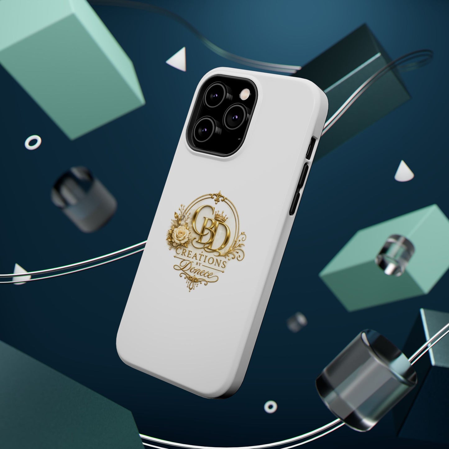 Magnetic Impact-Resistant Phone Case — Gold Floral Crest Logo