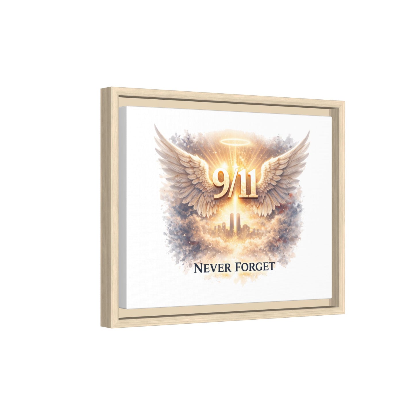 9/11 Memorial Matte Canvas Print — "Never Forget" Framed Wall Art