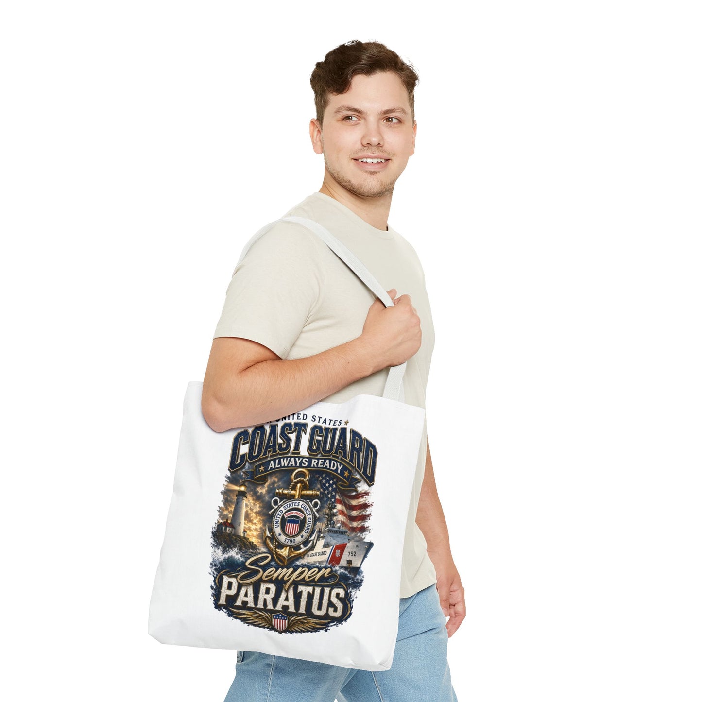 Coast Guard Semper Paratus Tote Bag – U.S. Coast Guard Patriotic Beach & Everyday Carry