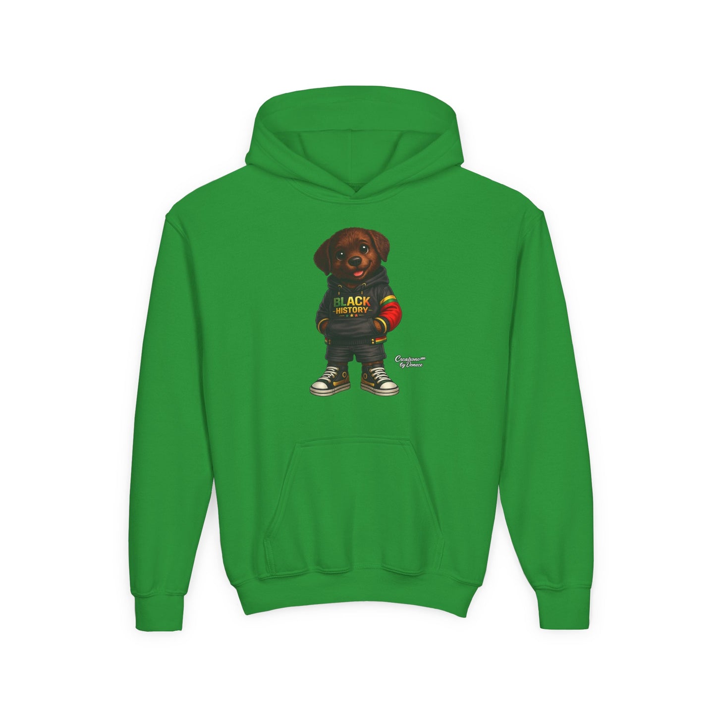 Youth Hoodie - Cute Rottweiler Puppy 'Black History' Graphic Sweatshirt for Kids