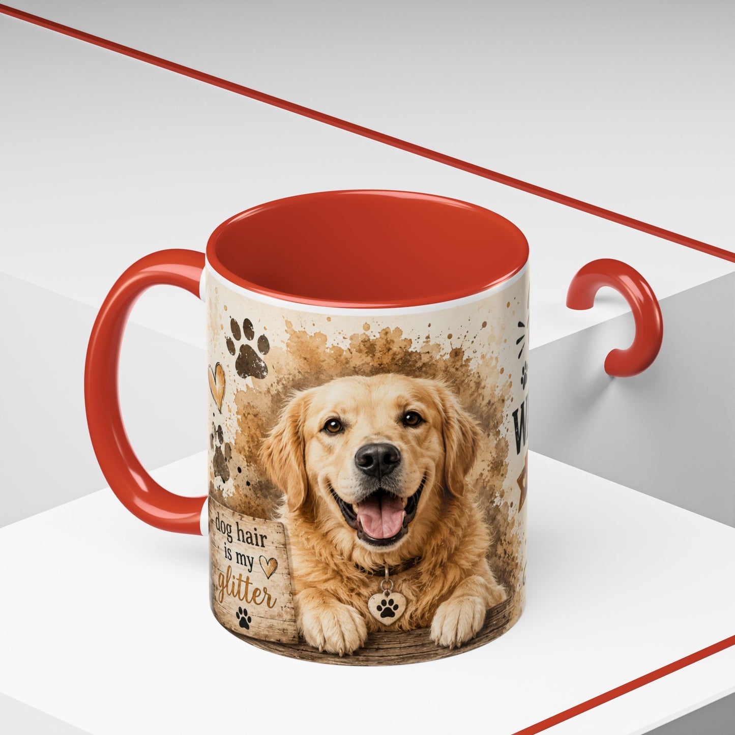 Dog Lover Coffee Mug — "Happiness is a Wet Nose, Wagging Tail" Accent Mug
