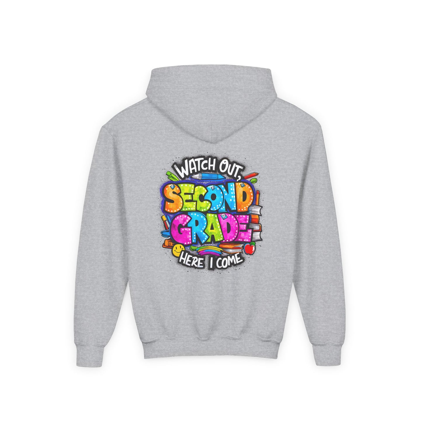 Second Grade Kids' Hoodie - "Watch Out Second Grade Here I Come" Back-to-School Sweatshirt