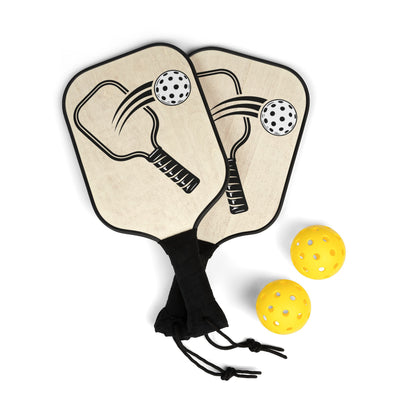 Pickleball Paddle Set – Wood-Grain Paddle & Balls Kit