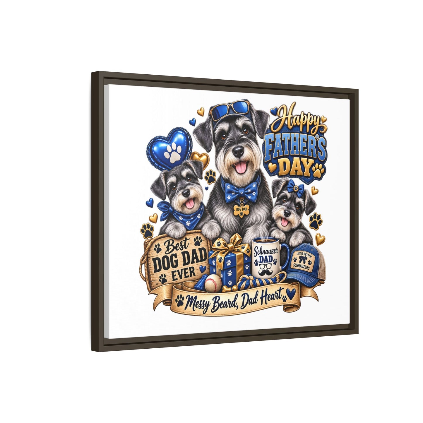 Happy Father's Day Schnauzer Canvas – Best Dog Dad Ever Framed Wall Art