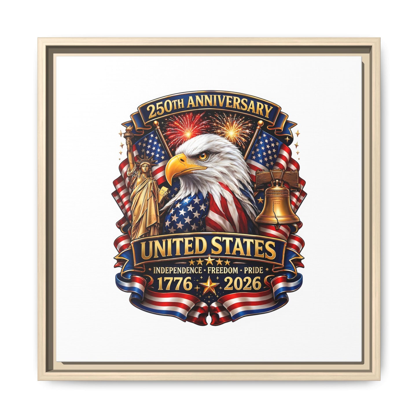 250th Anniversary United States Framed Canvas - Patriotic Eagle 1776–2026
