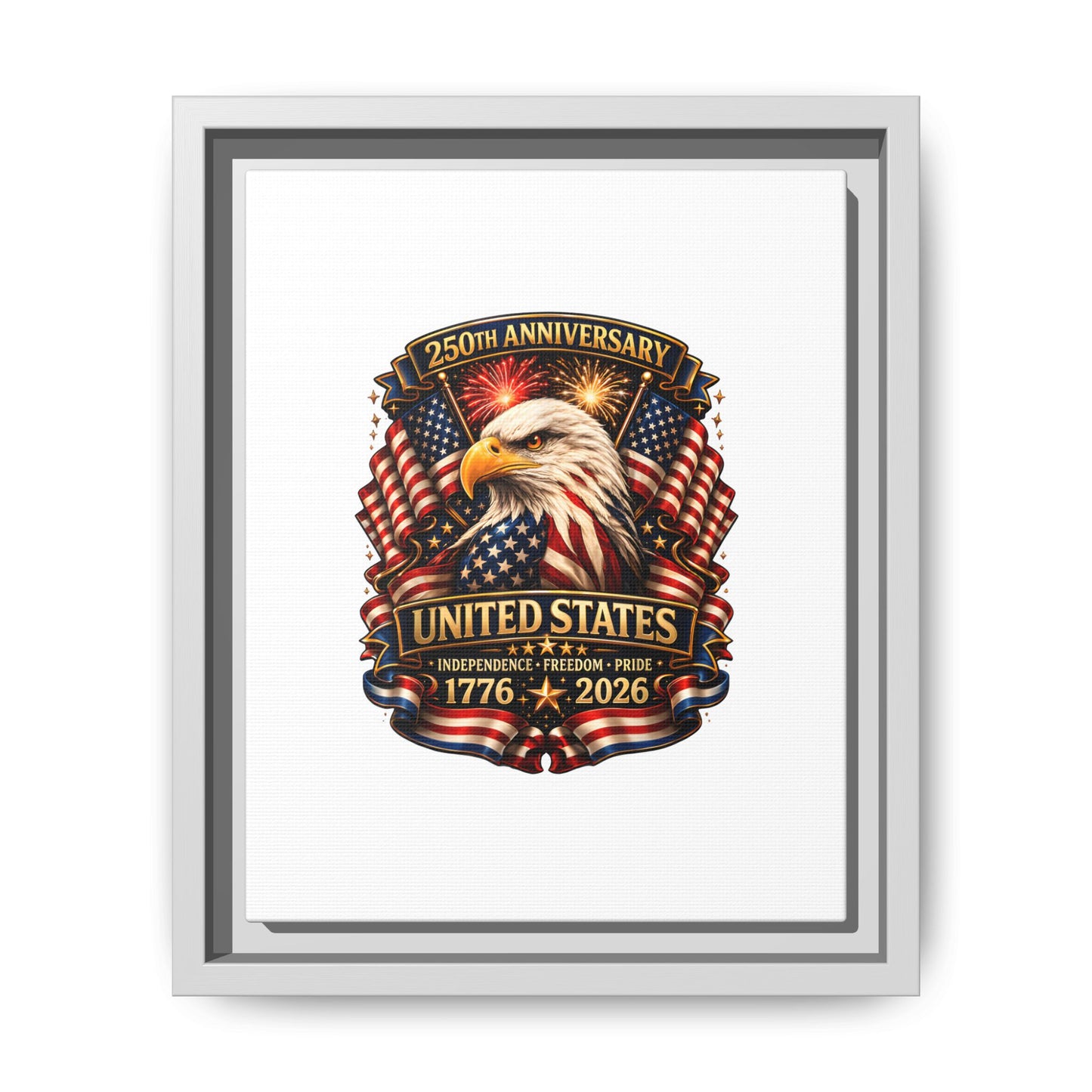 Patriotic Eagle 250th Anniversary Framed Canvas Print — United States 1776–2026